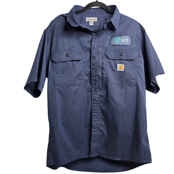 Carhartt, Mens Blue Button Up work shirt with Vented Sleeves, Lg - Picture 1 of 9